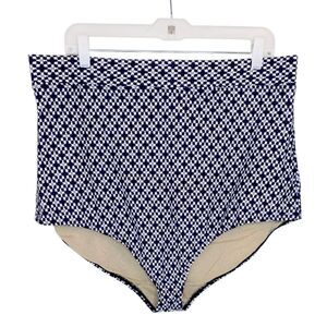 Cacique Lane Bryant Swim Bottom Plus Size‎ 24 Navy Blue White Bathing Suit Brief